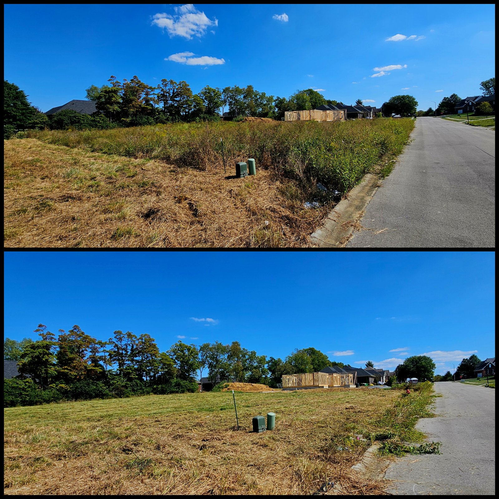 Brush cutting along drive